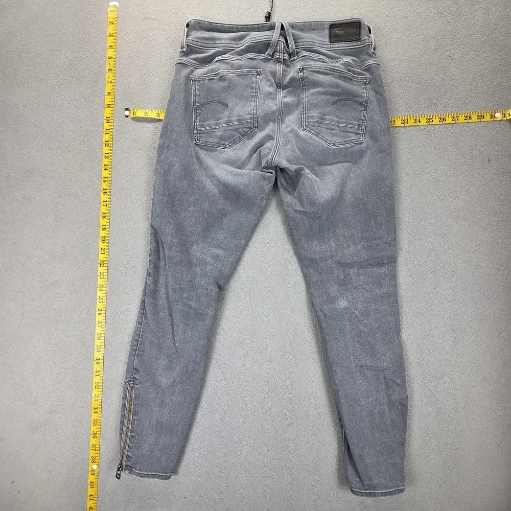 G-Star Raw Lynn Jeans Womens Gray Mid Rise Skinny Ankle Zip‎ Fits 29x28